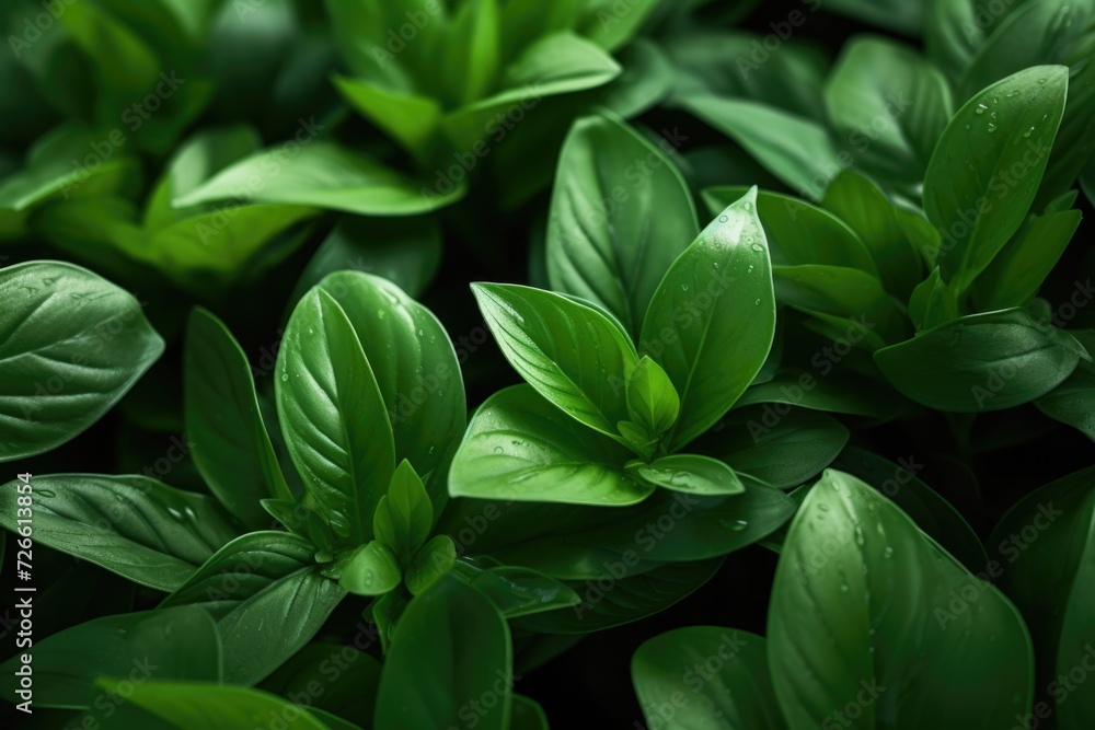 Canvas Prints a close-up view of a bunch of green leaves. perfect for nature enthusiasts and botanical projects