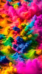 Fototapeta na wymiar Colorful rainbow holi paint color powder explosion isolated white wide panoramic background