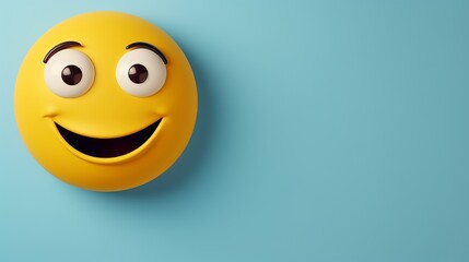 Smile and happiness day  smiling happy emoji face on light yellow background with free copy space