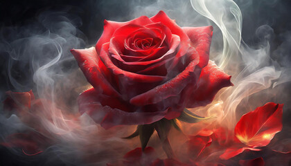 Piękne czerwone róże, dekoracja tło generative ai