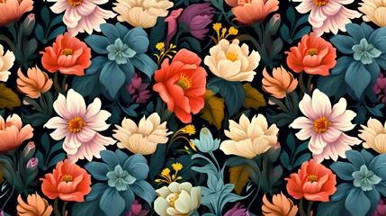 Behang Colorful floral seamless pattern © Derby