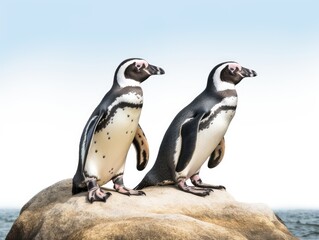 two penguins on a rock