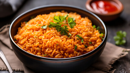 bowl of jollof rice west african cuisine