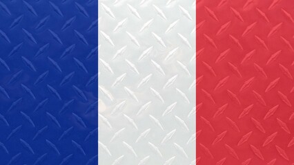 Stainless steel diamond plate sheet France national country flag vector