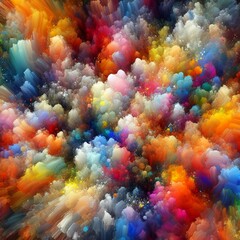 A bunch of colorful clouds that are in the air, an explosion of colors