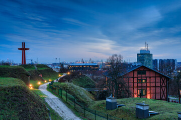 Beautiful scenery of Gradowa Hill in Gdansk at dawn, Poland.