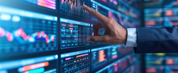 Obraz premium Data science and big data technology. Big data analytics visualizing complex data