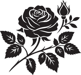 Black Rose Silhouette Vector Art