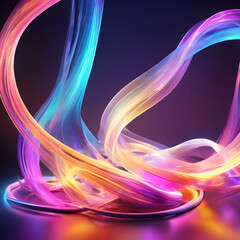 Vibrant Energy Flow: A dynamic and abstract colorful wave design with light, motion, fractal elements, and fiery curves, creating a visually captivating wallpaper illustration