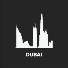 Dubai icon isolated on black background 