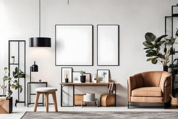 modern living room white wall