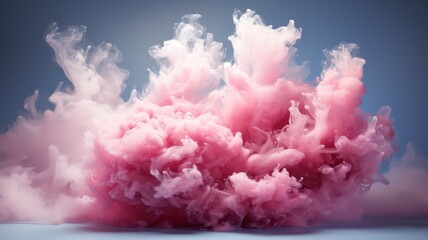 Abstract pink cloud fluttered in the blue sky smoke cloud texture background.	