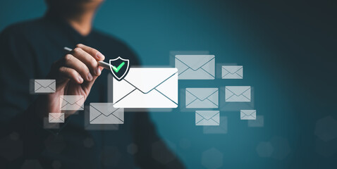 Safety email check, security monitoring threat protection, protection data from spam virus by...