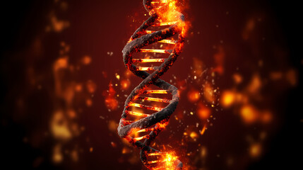 Human DNA structure, 3D illustration of helical DNA molecule