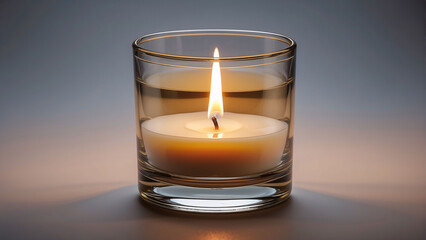 Obraz na płótnie Canvas Burning candle in glass jar, close up
