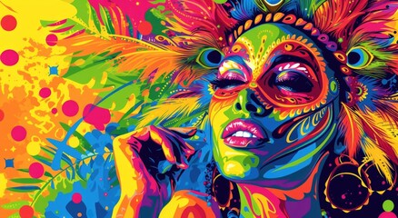 carnival in Rio de Janeiro background poster, vibrant colors 
