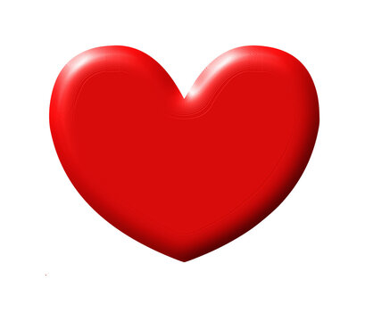 Red heart for the day of love and friendship or mother's day, vector PNG transparent background