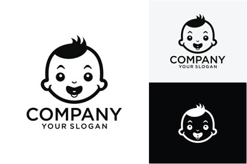 Baby Logo. Baby Smile with White Background Combination.
