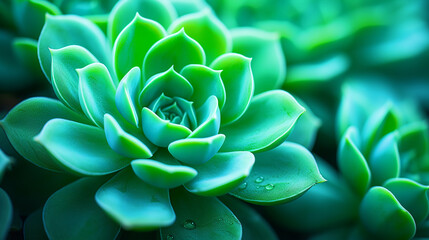 Close up photo of green succulent plant - ai generative