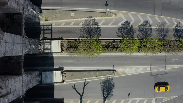 Istanbul aqueduct Unkapani, aerial footage, jk01