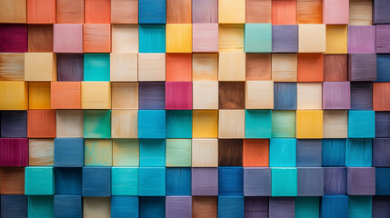 rainbow colored wooden blocks  in the style of canvas texture emphasis abstract color wallpaper