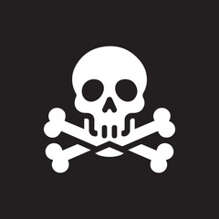 skull and crossbones icon on black background