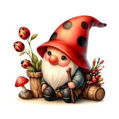 Fototapeta premium Cute summer gnome illustration