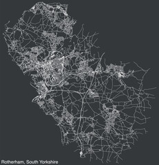 Street roads map of the METROPOLITAN BOROUGH OF ROTHERHAM, SOUTH YORKSHIRE