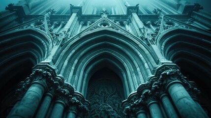 Stone Symphony: Close-Up of a Gothic Cathedral's Exquisite Detail - obrazy, fototapety, plakaty