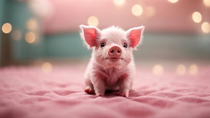 Fototapeta na wymiar little pink pig