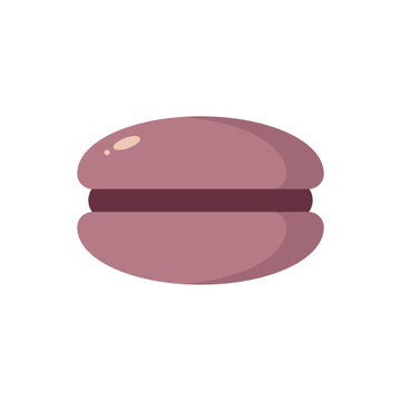 Vector french macaroon single cookie flat simple line colorful icon. Sweet lavanda dessert symbol. Design Illustration for Restaurant, Cafe Menu, Flyer, Banner, Sticker, Pattern, Web.