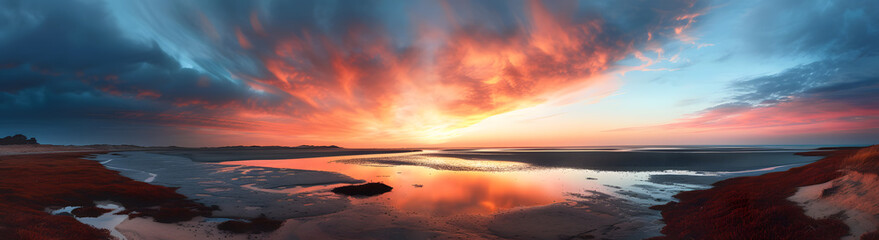 Naklejka premium beautiful sunset over the sky