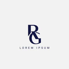 RG letter logo design. RG polygon, circle, triangle, hexagon, flat and simple style with white color variation letter logo set in one artboard. RG minimalist and classic logo. RG