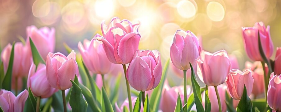 spring flowers in the garden HD 8K wallpaper Stock Photographic Image