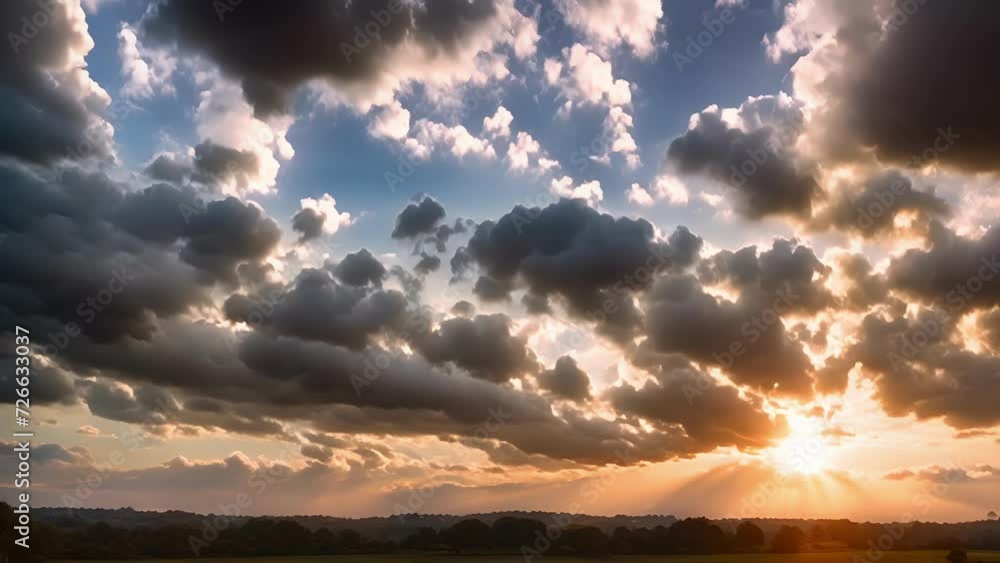 Wall mural as the sun sets dappled cloud patterns add a touch of magic to the sky.