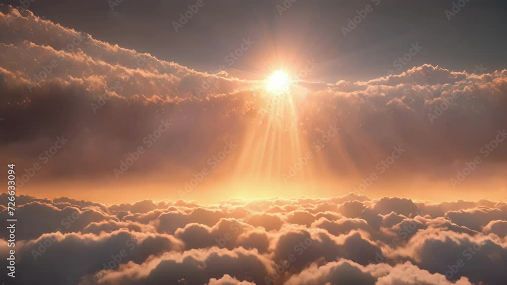 Poster a breathtaking view of the suns glow emerging from behind a cloudy veil.