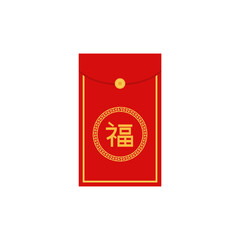 Angpao envelope icon. Hongbao red envelopes set. Vector collection of Chinese angpao gifts isolated. Traditional envelope, coins, money for Chinese New Year, birthday, wedding and other holidays.