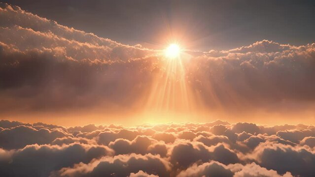 A breathtaking view of the suns glow emerging from behind a cloudy veil.