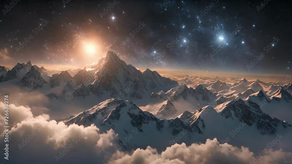 Poster behold the majesty of the midnight sky adorned with sparkling constellations and celestial objects.