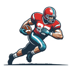 American football player men athlete vector illustration, colorful style American football rugby game male player design template isolated on white background
