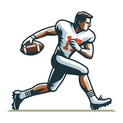 American football player men athlete vector illustration, colorful style American football rugby game male player design template isolated on white background