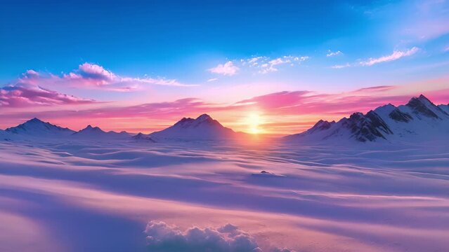 Rare and majestic stratospheric clouds light up the horizon at sunrise.