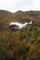 Zdjęcie słynnego pociągu na wiadukcie, Szkocja