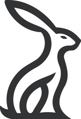 Abstract Black and White Rabbit Logo Depicted on a Plain Background