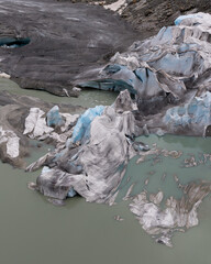 Zdjęcie dronowe lodowca Rodanu, Furka Pass Szwajcaria