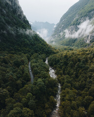 Sonogno village in Swiss alps with waterfall nearby. - obrazy, fototapety, plakaty