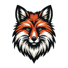 Wild animal red fox vulpa head face design vector, zoology illustration, foxy flat design template isolated on white background