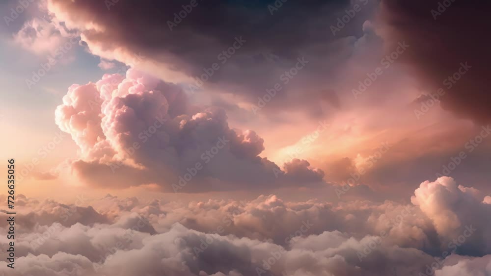 Poster be captivated by the iridescent cloud edges creating a mystical aura in the sky.