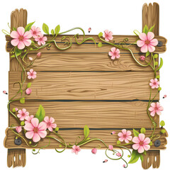 spring wooden signboard clipart with flowers