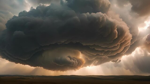 The sky seems to churn as a supercell cloud intensifies and expands.